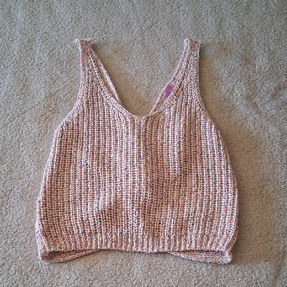 Francesca's Collections Tops - Francesca's Collections Pink and Cream Knit Tank Top New